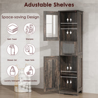 Garvee Armario Alto 170 cm Madera MDF Puerta Vidrio Templado Para Baño Cocina Diseño Compacto Blanco