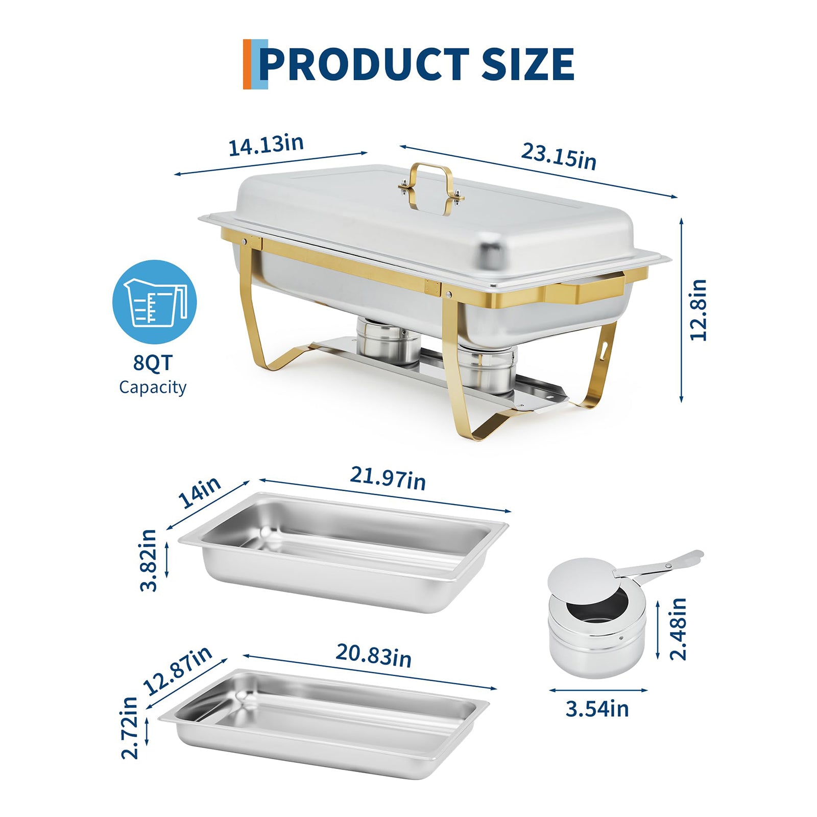 Garvee Set De Bandejas Calentadoras Buffet 6 Pzas Acero Inoxidable Control Dual De Temperatura Marco Plegable Para Bodas Y Catering