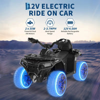 Garvee Quad Eléctrico 12V, 2 Motores, Suspensión Offroad, 4 Ruedas, LED Bluetooth, 3-8años, Exterior, Negro