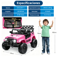 Garvee Coche Eléctrico para Niños 12V, Vehículo Todoterreno Infantil con Control Remoto 2.4G, Bluetooth, Música y Luces LED, 3-6 Años, Rosa