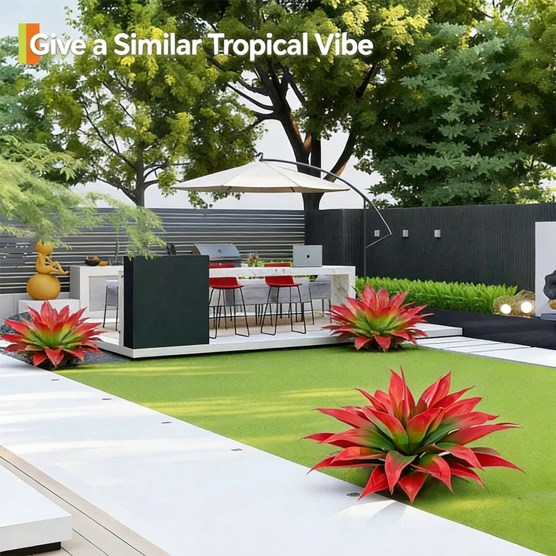 Garvee Planta Artificial Tequila 22 Hojas Rojo Hoja Realista Para Decoración Interior Y Exterior Hogar Jardín