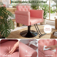Garvee Silla De Salón Para Estilista En PU Rosa, Base Metálica Redonda, Elevación Hidráulica, 150 Kg, Para Salones Y Spas
