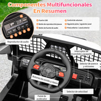 Garvee Coche Eléctrico Infantil 12V con Control Remoto Parental, Todoterreno con Música y Luces LED para Niños de 3 a 6 Años, Blanco