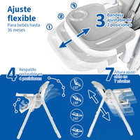 Garvee Kinderhochstuhl YB-H22 - Silla Alta Plegable Para Niños, Diseño Estable, Compacto, Gris, Ideal Para Hogar Y Viajes