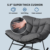 Garvee Silla Mecedora de Patio Grand Rocking Chair con Cojín Cómodo y Revestimiento E-Coating, Madera Resistente para Balcón y Jardín