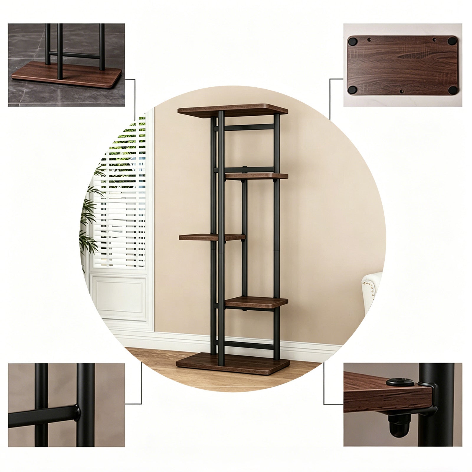 Garvee Soporte para plantas Garvee de metal, estantería de esquina alta de 5 niveles, estante para macetas para interior y exterior, estantería para sala de estar