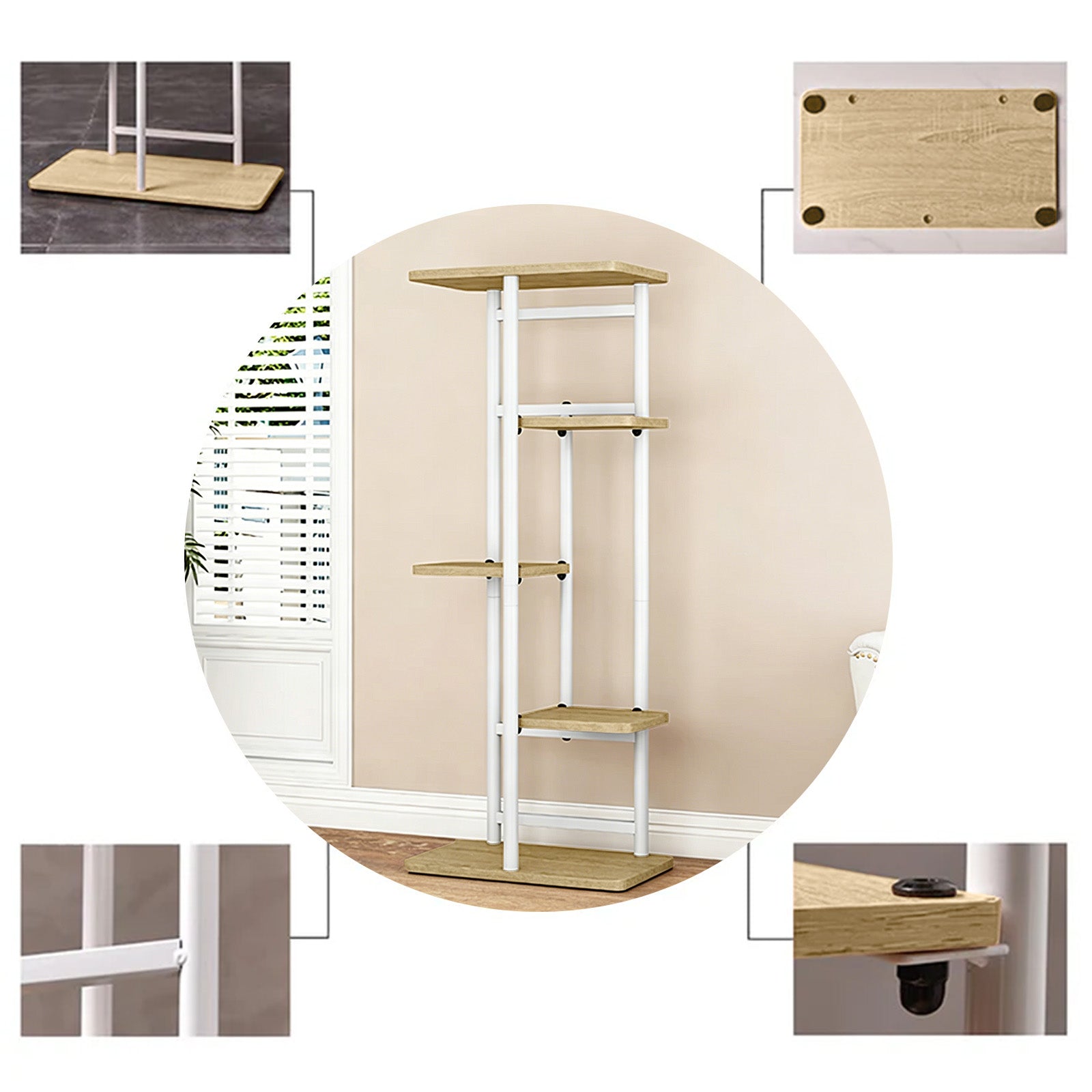 Garvee Soporte para plantas de metal Garvee de 5 niveles, soporte de macetas para esquina, estante de exhibición para interior y exterior, para sala de estar