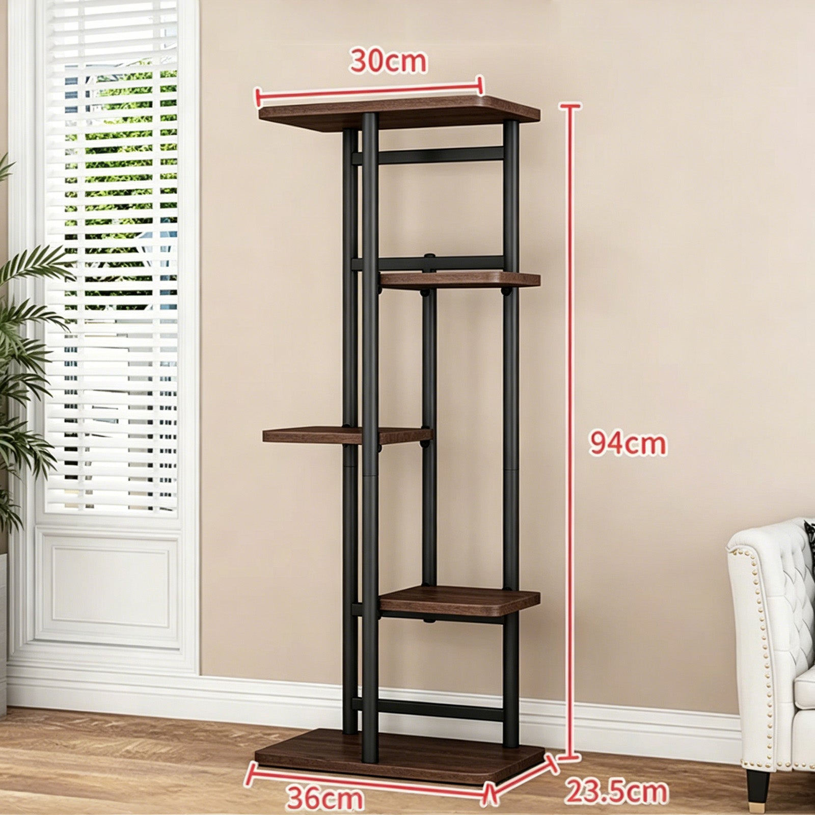 Garvee Soporte para plantas Garvee de metal, estantería de esquina alta de 5 niveles, estante para macetas para interior y exterior, estantería para sala de estar