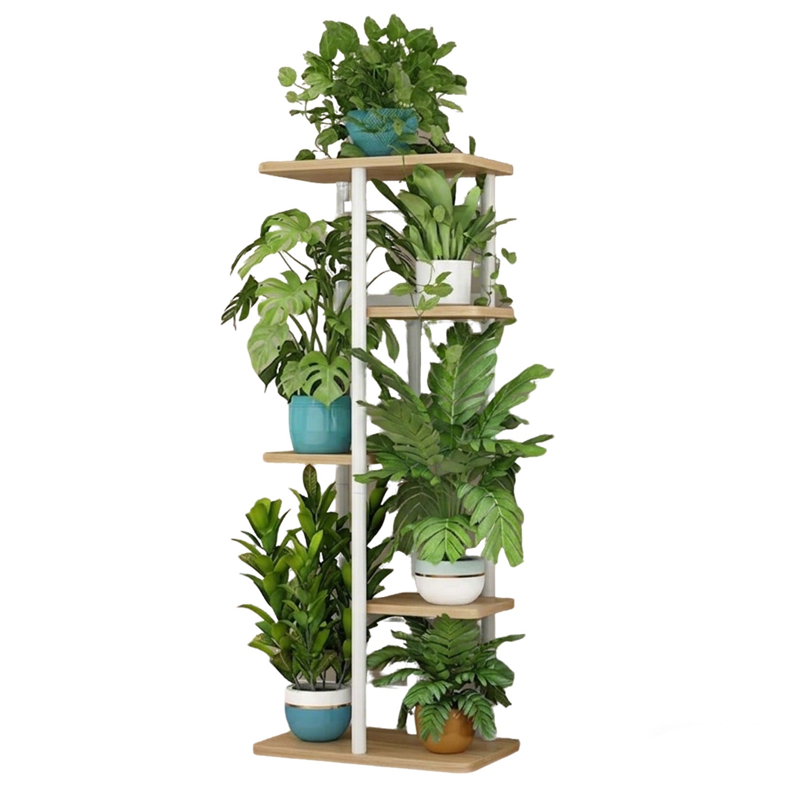 Garvee Soporte para plantas de metal Garvee de 5 niveles, soporte de macetas para esquina, estante de exhibición para interior y exterior, para sala de estar