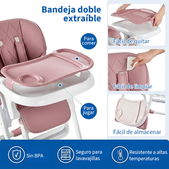 Garvee Kinderhochstuhl YB-H22 - Silla Alta Plegable para Niños, Estable y Compacta, Material Seguro, Hogar y Viajes, Gris, 65x51x23 cm