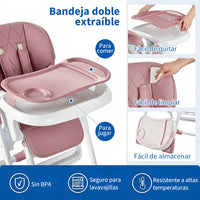 Garvee Kinderhochstuhl YB-H22 - Silla Alta Plegable para Niños, Estable y Compacta, Material Seguro, Hogar y Viajes, Gris, 65x51x23 cm