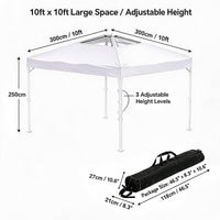 Garvee Carpa Plegable 3x3m con Estructura de Aluminio Resistente Ligera Protección UV para Camping y Eventos al Aire Libre Blanca