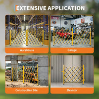 Garvee Barricada Metálica Móvil Extensible 5.1m x 103cm con Ruedas Valla de Seguridad Plegable para Obras y Eventos Acero