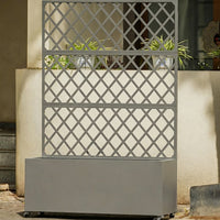 Garvee Macetero Elevado con Trellis y Ruedas, Acero Galvanizado, Móvil y Resistente para Jardín, Patio o Césped, Inteligente Drenaje, Tamaño Compacto, Color Gris