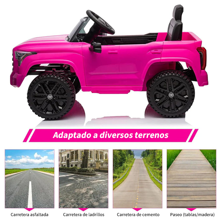 Garvee Jeep Eléctrico 12V 7AH, 4 Ruedas, Doble Tracción, Motor 390#, Asiento PP, Seguro Divertido, 3-6 años, Exterior, Rosa Fucsia