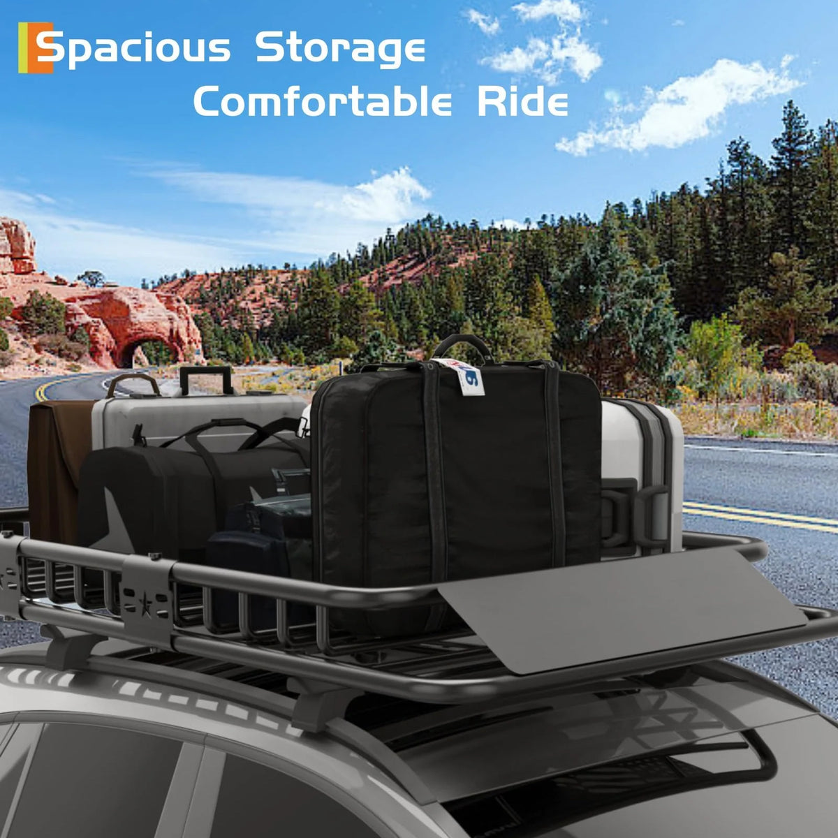 Garvee Portaequipajes Universal para Techo 163×99 cm Acero Resistente, Extensible, para SUVs y Camionetas, Negro, 91 kg Capacidad