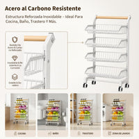 Garvee Carro Estrecho Organizador de 4 Niveles con Cajones de Hierro para Cocina Salón o Balcón Blanco