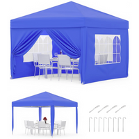 Garvee Cenador Plegable 3x3m Carpa Pop-Up Impermeable con Paredes Laterales Ventanas Tipo Iglesia y Protección UV Carpa de Fiesta Altura 270cm Color Azul