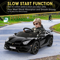 Garvee Coche Eléctrico 12V con Puertas Hidráulicas y Suspensión de Muelles Control Remoto 2.4G para Niños 3-8 Años Negro