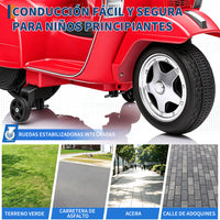 Garvee Moto Eléctrica Infantil Estilo Vespa con Licencia Oficial, Faros LED, Música y Ruedas de Apoyo, Batería 6 V 4,5 Ah, Motor 25 W, Carga Máxima 25 kg, Rojo