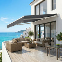 Garvee Toldo Retráctil Manual 3x2.5m para Terraza y Jardín, Toldo Exterior Impermeable con Protección UV y Manivela, Aluminio Reforzado Color Gris
