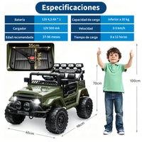 Garvee Coche Eléctrico 12V, Bluetooth, Luces LED, Seguridad, Control Remoto, 3-6 años, Interior y Exterior, Verde