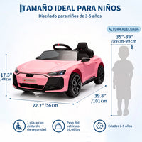 Garvee Coche Eléctrico Infantil de 12 V 4,5 Ah con Licencia Audi, Doble Modo de Conducción con Mando a Distancia, Cinturón de Seguridad, Música por USB y Doble Motor 390, Estándar EU, Rosa
