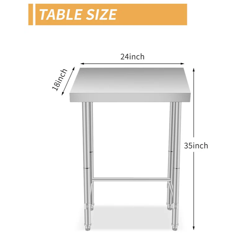 Garvee Mesa de Acero Inoxidable 45,72×60,96cm in Mesa de Preparación Comercial Diseño Abierto Estabilidad Superior Cocina y Taller