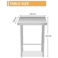 Garvee Mesa de Acero Inoxidable 45,72×60,96cm in Mesa de Preparación Comercial Diseño Abierto Estabilidad Superior Cocina y Taller