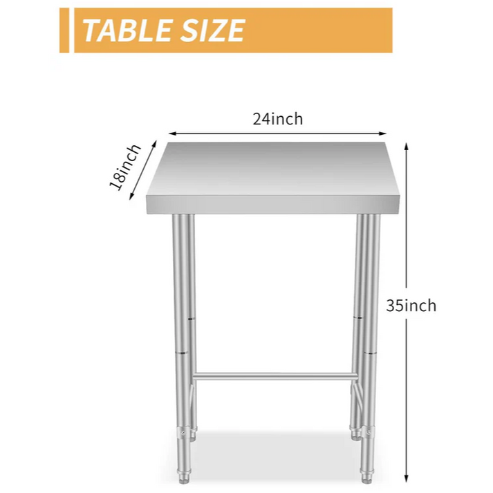 Garvee Mesa de Acero Inoxidable 45,72×91,44cm Mesa de Trabajo Comercial con Base Abierta Estabilidad Superior Resistente al Clima Cocina y Taller