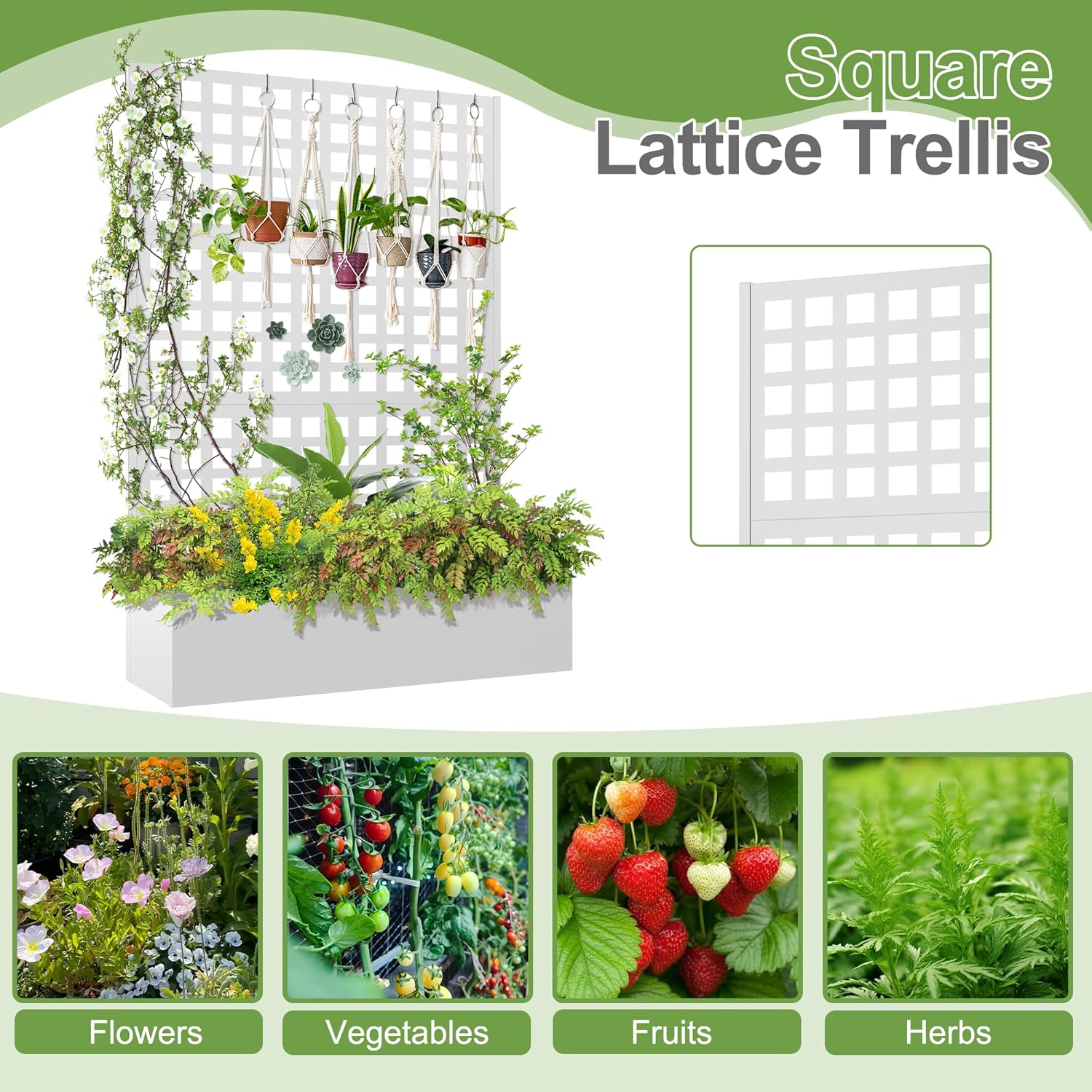 Garvee Maceta de Jardín con Trepadero, Metal, Patrón de Hojas, 120x40x180cm, Profundidad 30cm, Fácil Montaje, para Jardín y Terraza