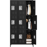 Garvee Taquilla Metálica de 6 Puertas Armario de Vestuario de Acero 183 cm Alto Taquillas con Cerradura para Gimnasio y Oficina Negro