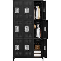Garvee Taquilla Metálica de 6 Puertas Armario de Vestuario de Acero 183 cm Alto Taquillas con Cerradura para Gimnasio y Oficina Negro