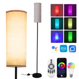 Garvee Lámpara de Pie para Sala LED RGBCW, Dimmable, 167cm, Pantalla de Lino, Moderna, para Dormitorio y Oficina, Negra