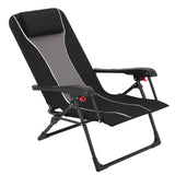 Garvee Silla Tumbona Plegable Reclinable Ajustable con Almohada para Exterior Playa Jardín Tela Transpirable Capacidad 150 kg Portátil