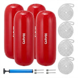 Garvee Protectores de Bote 4 Unidades 25x71cm, Centro Acanalado, PVC Resistente, para Amarre y Muelles - Rojo