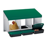 Garvee Caja de Anidación para Gallinas 3 Compartimentos, Metal Zinc Galvanizado Mango de Plástico, Galvanizado Resistente Gallineros Granjas, Verde - Verde