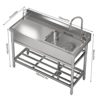 Garvee Lavadero Utility Acero Inoxidable 120x51x92cm Diseño Tazón Regadera Grifo Extraíble Cocina Jardín