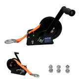 Garvee Winche Manual para Remolque de Barco de 1587.6 kg, Doble Velocidad con Correa de 10 m y 5 cm de Ancho, Acero Galvanizado Resistente a la Corrosión, Naranja - Naranja