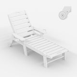 Garvee Sillón Reclinable HDPE para Exterior con Ruedas, 5 Posiciones Ajustables, Capacidad 204 kg, Ideal para Piscinas y Jardines, Color Blanco - Blanco