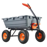 Garvee Carretilla de jardín 362.88kg capacidad pesada, ruedas todo terreno 25.4cm, marco de acero, sistema liberación rápida, cubierta de malla para jardín y granja - Gris