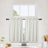 Garvee Cortinas impermeables para cocina con textura en relieve, cortinas cortas de medio ventana, color beige, para baño, dormitorio, sala de estar, 2 piezas de 76.2x61cm - Beige