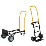 Garvee Carretilla Convertible 4 Ruedas 2 en 1 Plataforma Metálica Reforzada Neumáticos Sólidos para Almacén y Jardín - Negro & Naranja