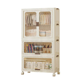 Garvee Armario Plegable con Barra para Ropa, Gran Capacidad, Estructura ABS Robusta, Ruedas Móviles, Ideal para Espacios Pequeños, 70x41.5x191.4 cm, Transparente