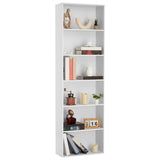 Garvee Estantería de 6 Niveles 181 cm Alta con Marco en H, MDF con Marco Metálico, para Oficina y Sala, Resistente y Multiusos, Estante Profundo - Blanco
