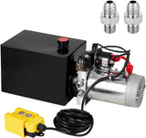Garvee Unidad de Potencia Hidráulica de Doble Efecto 12V con Tanque de Hierro de 8L - Bomba Hidráulica para Remolque Volquete, Elevador de Coches y Maquinaria - Acero