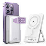 Garvee Cargador Portátil Inalámbrico 10000mAh con Soporte Plegable, Carga Rápida PD 20W, Material Metálico, Compatible con iPhone 12-15, Ideal para Viajes
