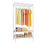 Garvee Perchero de Ropa Pesado con Estantes Ajustable Metal Resistente Organizador para Dormitorio y Lavandería Blanco 45×90×175 cm