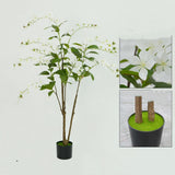 Garvee Árbol Artificial de Cerezo 150cm Flores Blancas Realista Duradero Interior Decoración - Blanco