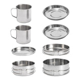 Garvee Kit De Cocina Para Camping 8 Piezas Acero Inoxidable Portátil Platos De Cobre Ollas Y Sartenes Utensilios Picnic Senderismo